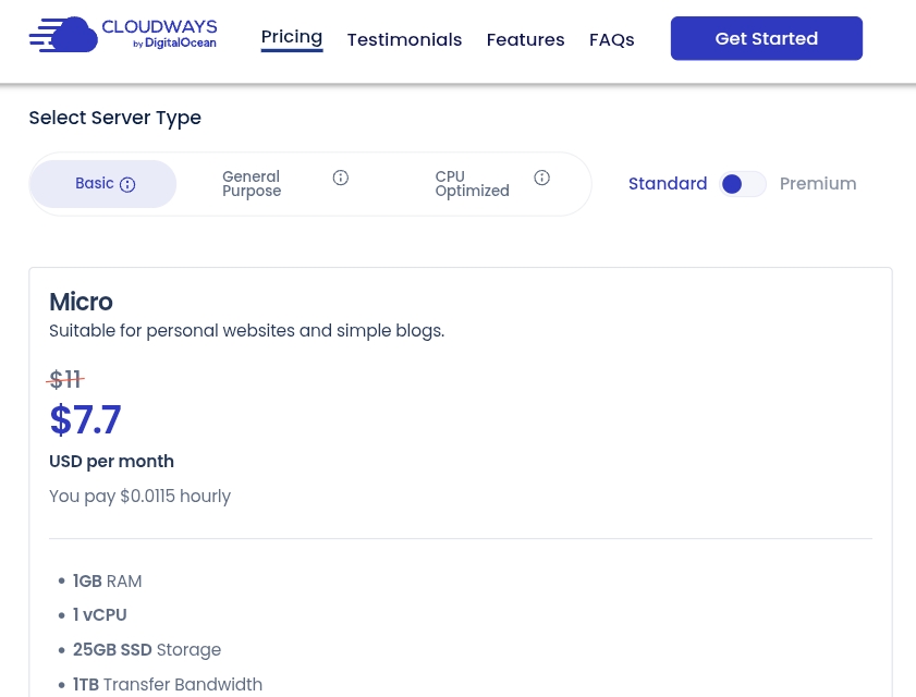 cloudways plan started just $7.7
